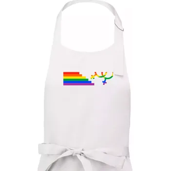 Kuchyňská zástěra Lesby symbol duha - Dámská zástěra na vaření - Univerzální velikost ( Bílá )