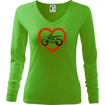 Dámské tričko Moto srdce řetěz - enduro - Triko dámské Elegance - 2XL ( Apple Green )