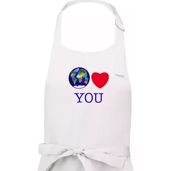 Kuchyňská zástěra Svět Tě miluje world loves you (Moňas) - Pánská zástěra na vaření - Univerzální velikost ( Bílá )