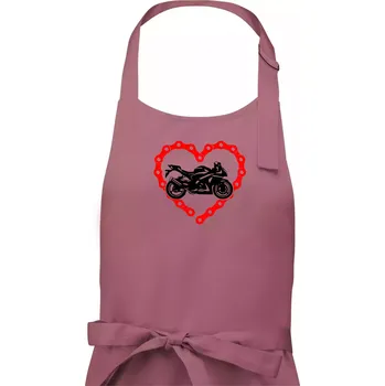 Kuchyňská zástěra Moto srdce řetěz - silniční - Pánská zástěra na vaření - Univerzální velikost ( Starorůžová )
