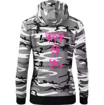 Dámská mikina Před a po žena - Dámská mikina trendy zipper s kapucí - XL ( Šedý maskáč )