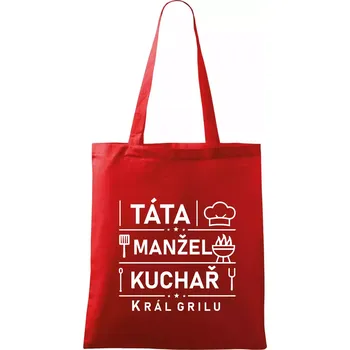 Táta manžel kuchař král grilu - Taška bavlněná - 42 x 38 cm ( Červená )