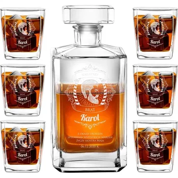 SKLENĚNÁ KARAFA SE SKLENICEMI S GRAVÍROVÁNÍM DÁREK PRO TATÍNKA