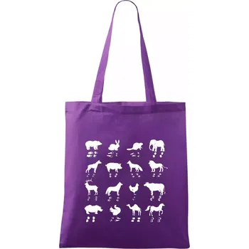 Zvířecí stopy s obrázkem zvířete - stopy zvířat - Taška bavlněná - 42 x 38 cm ( Fialová )