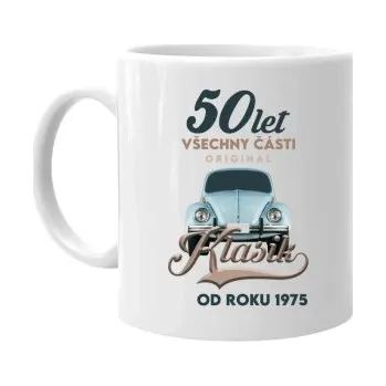 Žertovný předmět 50 let - Všechny části originál - Klasik od roku 1975 - hrnek s potiskem- Tričkový.cz