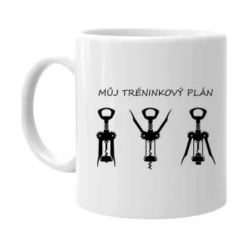 Žertovný předmět Můj tréninkový plán - hrnek s potiskem- Tričkový.cz