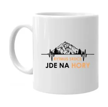 Žertovný předmět Rytmus srdce jde na hory - hrnek s potiskem- Tričkový.cz