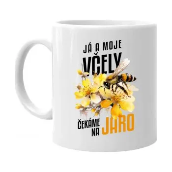 Žertovný předmět Já a moje včely čekáme na jaro - hrnek s potiskem- Tričkový.cz
