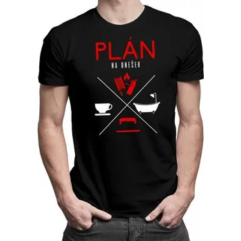 Žertovný předmět Plán na dnešek - hasič - pánské tričko s potiskem- Tričkový.cz