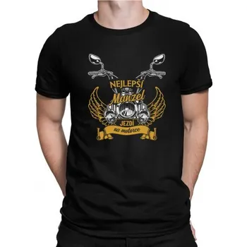 Žertovný předmět Nejlepší manžel jezdí na motorce - pánské tričko s potiskem- Tričkový.cz