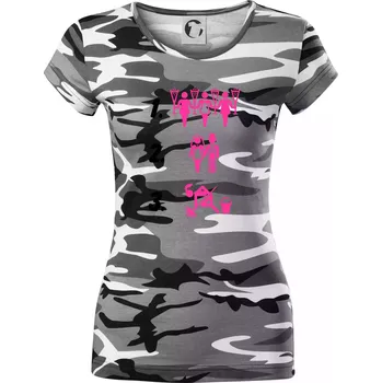 Dámské tričko Před a po žena - Dámské maskáčové triko - XL ( Šedý maskáč )