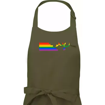 Kuchyňská zástěra Lesby symbol duha - Pánská zástěra na vaření - Univerzální velikost ( Khaki )