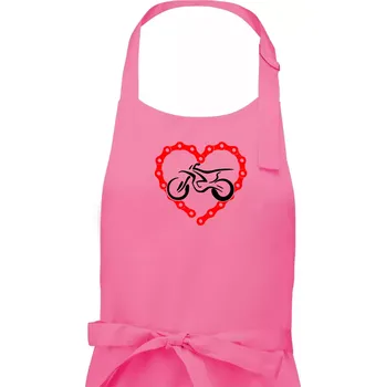 Kuchyňská zástěra Moto srdce řetěz - enduro - Pánská zástěra na vaření - Univerzální velikost ( Růžová )