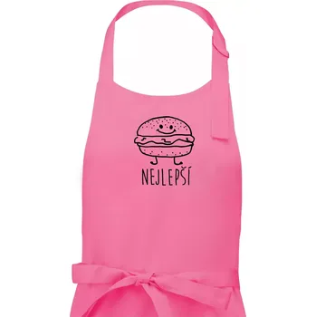 Kuchyňská zástěra Nejlepší přátelé - Hamburger a hranolky - Pánská zástěra na vaření - Univerzální velikost ( Růžová )