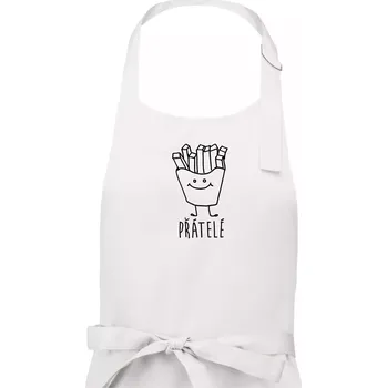 Kuchyňská zástěra Nejlepší přátelé - Hamburger a hranolky - Dámská zástěra na vaření - Univerzální velikost ( Bílá )