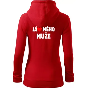 Dámská mikina Já miluju svého muže - Dámská mikina trendy zipper s kapucí - S ( Červená )