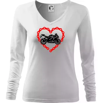 Dámské tričko Moto srdce řetěz - supersport - Triko dámské Elegance - XS ( Bílá )