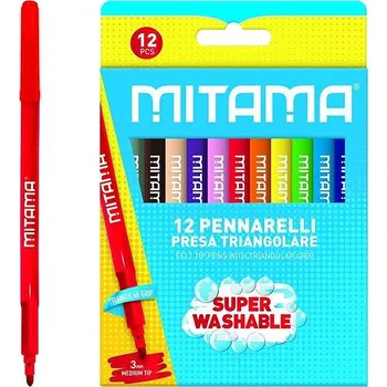 MITAMA omyvatelné, 3 mm, trojhranné - sada 12 barev