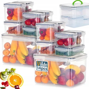 Dóza na potraviny Kuchyňské hermetické dózy na potraviny s těsněním, sada 14 kusů