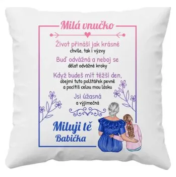 Žertovný předmět Milá vnučko - polštář s potiskem- Tričkový.cz