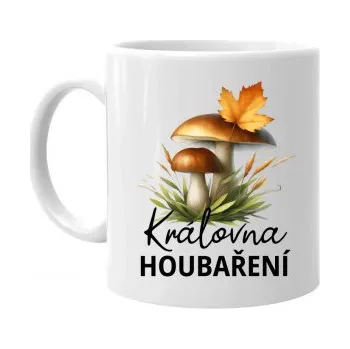 Žertovný předmět Královna houbaření - hrnek s potiskem- Tričkový.cz