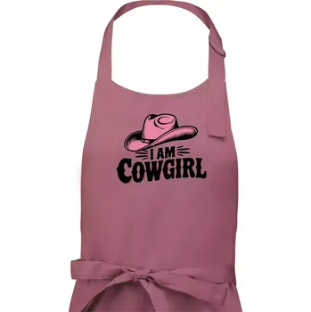 Kuchyňská zástěra Iam cowgirl klobouk - Dámská zástěra na vaření - Univerzální velikost ( Starorůžová )