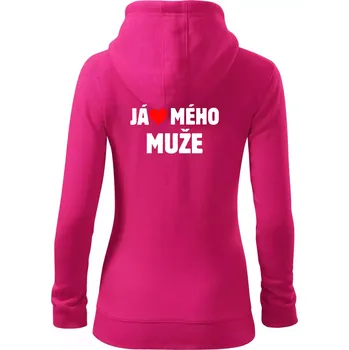 Dámská mikina Já miluju svého muže - Dámská mikina trendy zipper s kapucí - XL ( Purpurová )