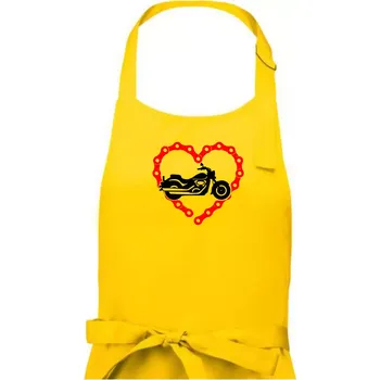 Kuchyňská zástěra Moto srdce řetěz - chopper - Pánská zástěra na vaření - Univerzální velikost ( Žlutá )