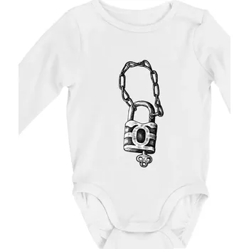 Kojenecký body Zámek s řetězem - Body kojenecké s dlouhým rukávem - Dlouhý r. do 3 měs ( Bílá )