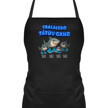 Žertovný předmět Tralalero tátův gang - tři děti - Italian Brainrot - zástěra s potiskem - personalizovaný produkt- Tričkový.cz