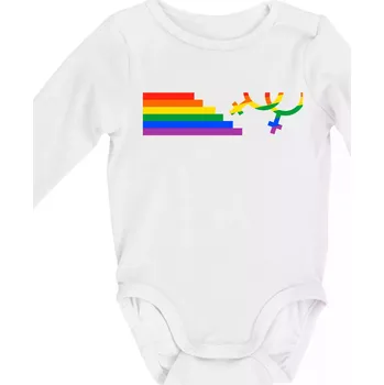 Kojenecký body Lesby symbol duha - Body kojenecké s dlouhým rukávem - Dlouhý r. do 3 měs ( Bílá )