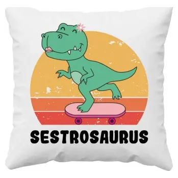 Žertovný předmět Sestrosaurus - polštář s potiskem- Tričkový.cz