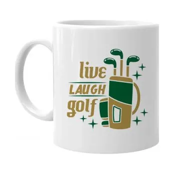 Žertovný předmět Live, laugh, golf - hrnek s potiskem- Tričkový.cz