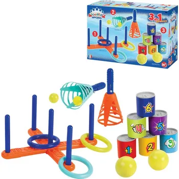 ECOIFFIER Sada her 3v1 chyť míček catchball / plechovky / házení kroužků | 1037