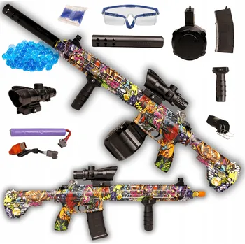 Dětská zbraň VELKÁ PUŠKA PUŠKA, AUTOMATICKÁ PISTOLE, ZBRAŇ , 2 ZÁSOBNÍKY