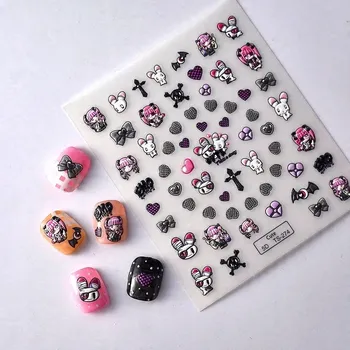 Samolepky na nehty 3D Samolepicí Vystouplé Vzory Manga Králík Halloween