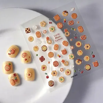 Samolepky na nehty 3D samolepicí vypouklé vzory - Sušenky, Cukroví