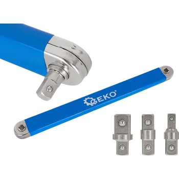 Ruční nářadí Geko Prodlužovací ráčnový nástavec 390 mm s adaptéry 1/2", 1/4", 3/8"