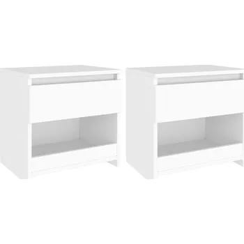 Noční stolek Noční stolky, 2 ks, bílé, 40x30x39 cm, dřevotříska
