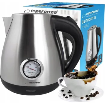 Rychlovarná konvice VELKÁ ELEKTRICKÁ KONVICE S TEPLOMĚREM STŘÍBRNÁ