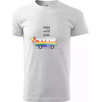 Pánské tričko Happy world pride - Triko extra velké (5-8XL) - 7XL ( Bílá )