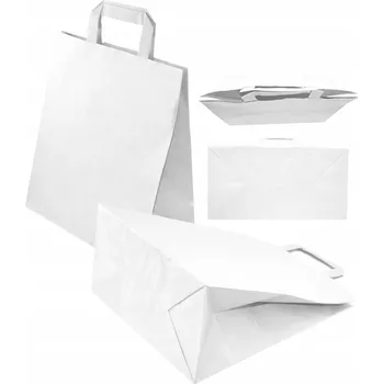 BÍLÉ PAPÍROVÉ TAŠKY 22x11x28,5 cm NÁKUPNÍ DÁRKOVÉ TAŠKY 10 ks