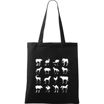 Zvířecí stopy s obrázkem zvířete - stopy zvířat - Taška bavlněná - 42 x 38 cm ( Černá )