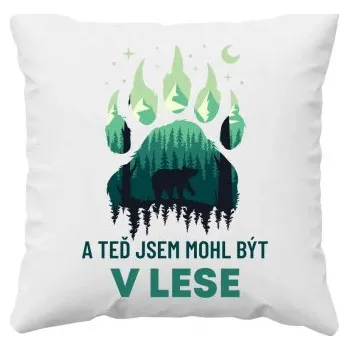 Žertovný předmět A teď jsem mohl být v lese - polštář s potiskem- Tričkový.cz