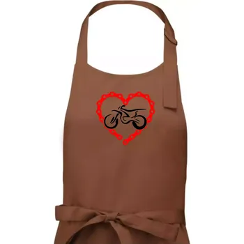 Kuchyňská zástěra Moto srdce řetěz - enduro - Pánská zástěra na vaření - Univerzální velikost ( Kakaová )