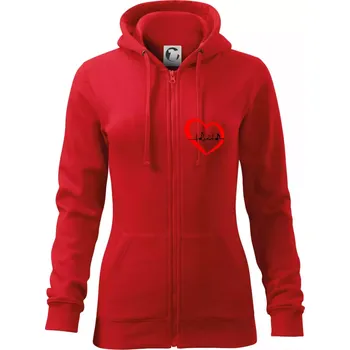 Dámská mikina Moje srdce bije pro hudbu - srdce malé - Dámská mikina trendy zipper s kapucí - M ( Červená )