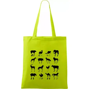 Zvířecí stopy s obrázkem zvířete - stopy zvířat - Taška bavlněná - 42 x 38 cm ( Limetková )