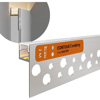 LED osvětlení Hliníkový LED profil stříbrný nástěnný pro sádrokartonové desky, 2m