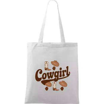 Nákupní taška Cowgirl nápis a oblečení - Taška bavlněná - 42 x 38 cm ( Bílá )