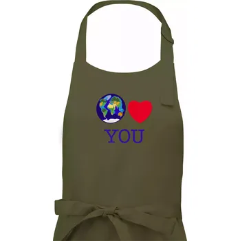 Kuchyňská zástěra Svět Tě miluje world loves you (Moňas) - Pánská zástěra na vaření - Univerzální velikost ( Khaki )